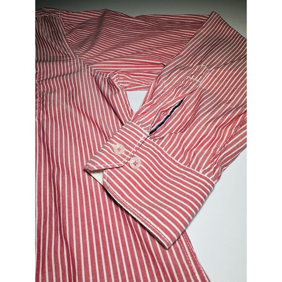 Bugatachi Men’s Large Shaped Fit Red Striped Button Up Long Sleeve Shirt - Picture 3 of 10
